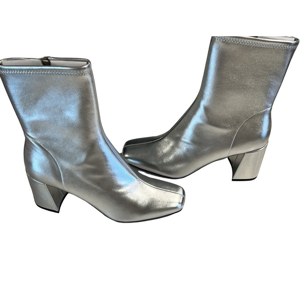 Women's A New Day‎ Pippa Chunky Heel Ankle Boots Silver Women Size 9.5